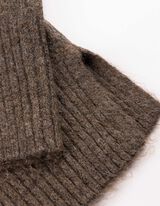Žebrovan&yacute; pleten&yacute; svetr - Mockneck - Tmavě hněd&aacute;