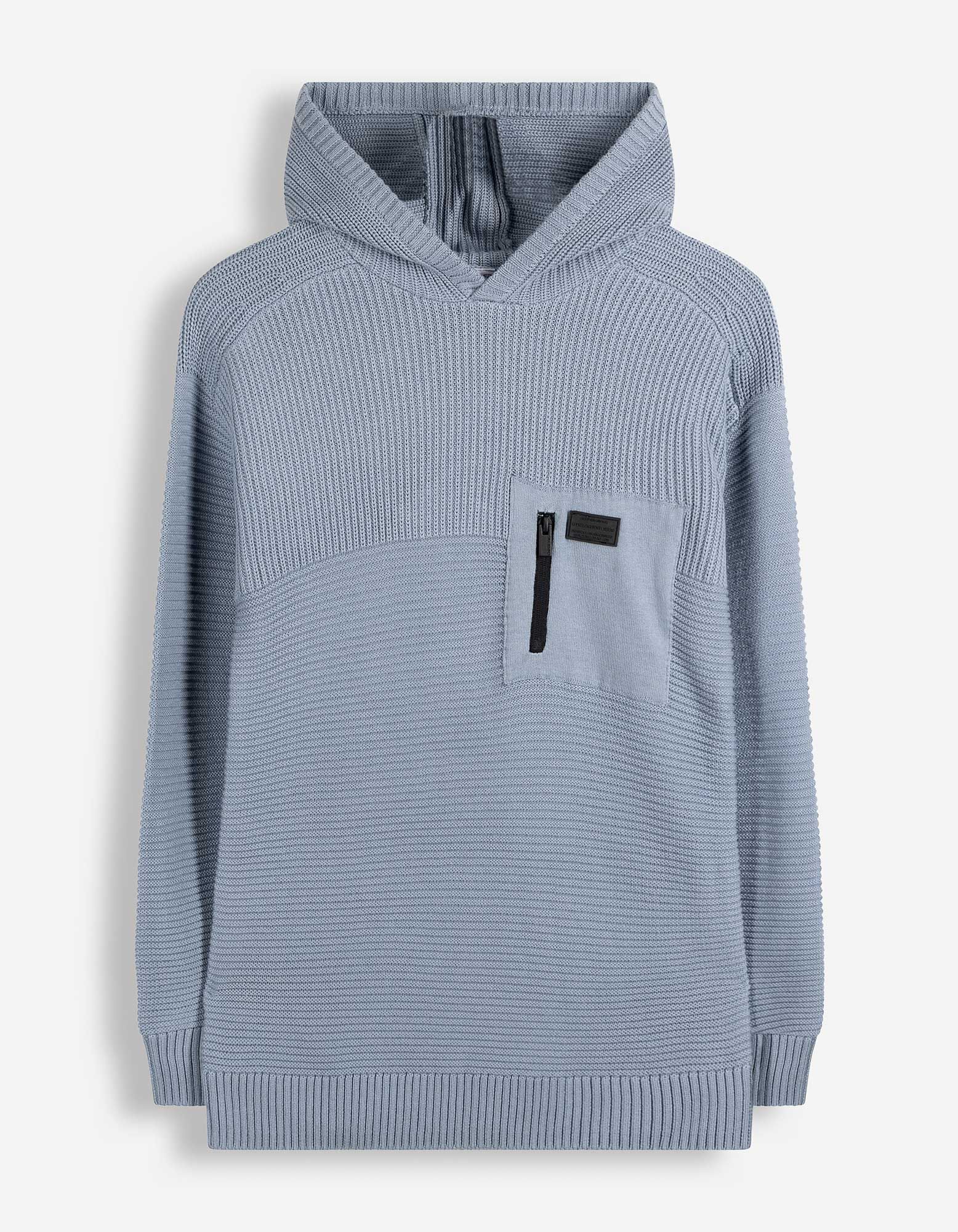 Žebrovan&yacute; pleten&yacute; svetr - Nadměrn&yacute; střih Oversized Fit - Světle modr&aacute;