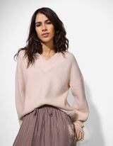 Pul&oacute;ver - V-kiv&aacute;g&aacute;s - rozsaszin