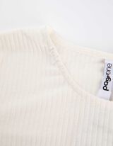 Izrezana majica dugih rukava - rebrasti materijal - bela