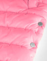 Długa kamizelka - kaptur z troczkiem - rozowy