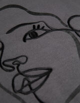 Sweatshirt - Borduursels - donkergrijs