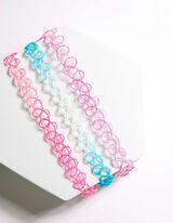 Choker - 3 db-os csomag - pink