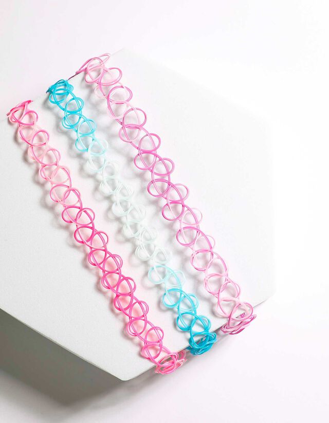 Choker - 3 db-os csomag - pink
