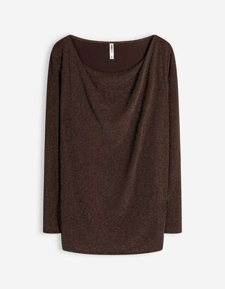 Tričko - lurex - tmave hneda