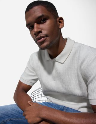 Poloshirt - Polokragen - wei&szlig;