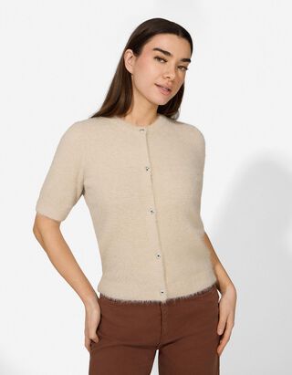 Cardigan - Knopfleiste - wei&szlig;