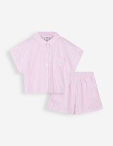 &nbsp;Set aus T-Shirt und Shorts - Stickereien - pink