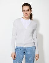 Giacca in maglia - Scollo a V - bianco