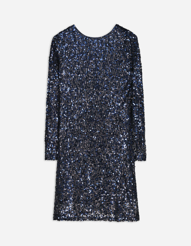 Abito - Inserto di paillettes - blu scuro