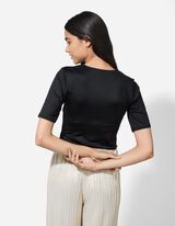 Majica kratek rokav - Mešanica materialov - crna