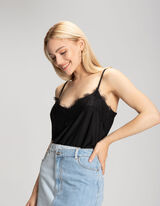 Damen Top - Spitzenbesatz 