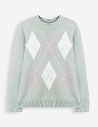 Pull-over - Motif g&eacute;om&eacute;trique - vert clair 