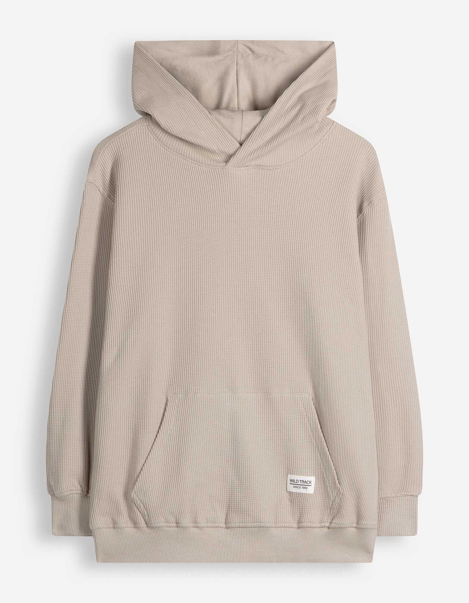 Sweatshirt - Waffelstruktur - Beige