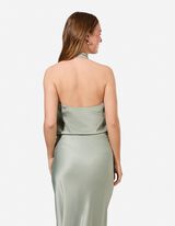 Bluse - Neckholder-Ausschnitt - Petrol
