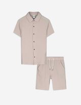 Set van overhemd en shorts - Mousseline - beige