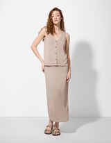 Stricktop - Knopfleiste - beige