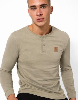 Langarmshirt - Aufn&auml;her - Khaki