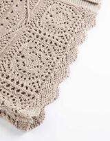 Hosszított kardigán - Perforált kötött - bézs