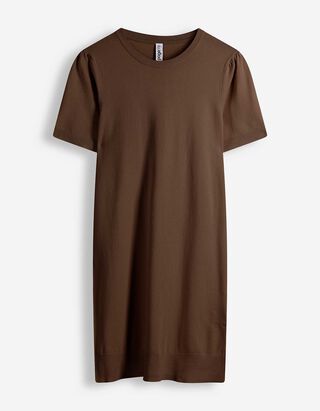 Strickkleid - Kurze &Auml;rmel - braun