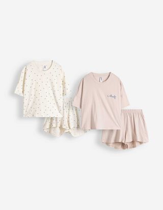 Pyjama set van shirt en shorts - Set van 2 - brons