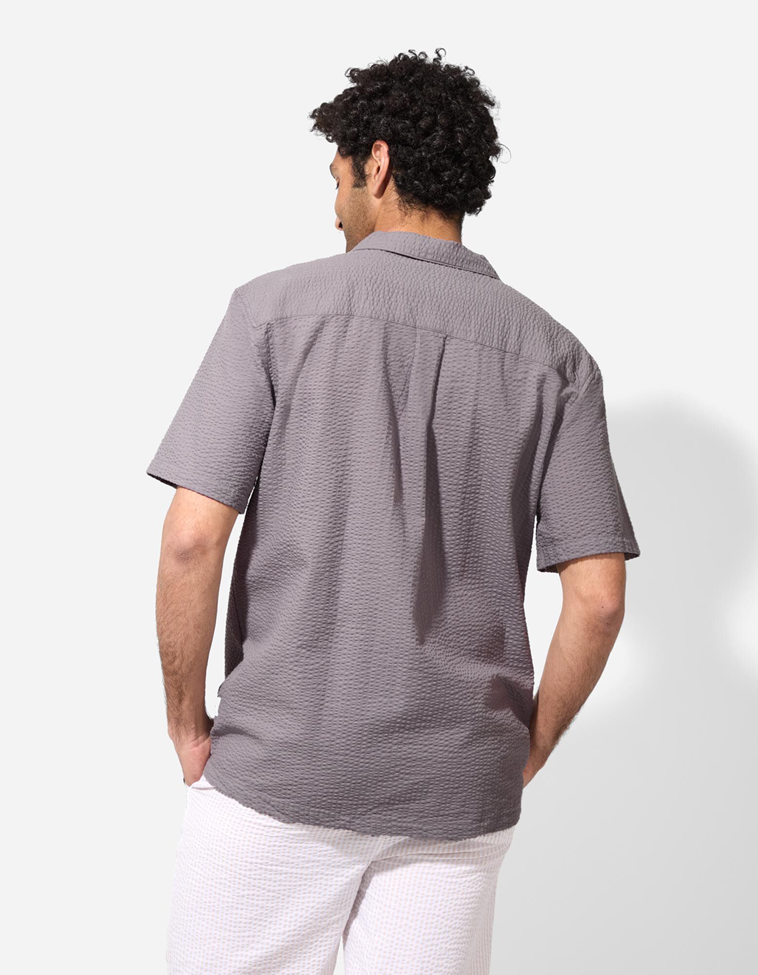 Hemd - Seersucker - Beige