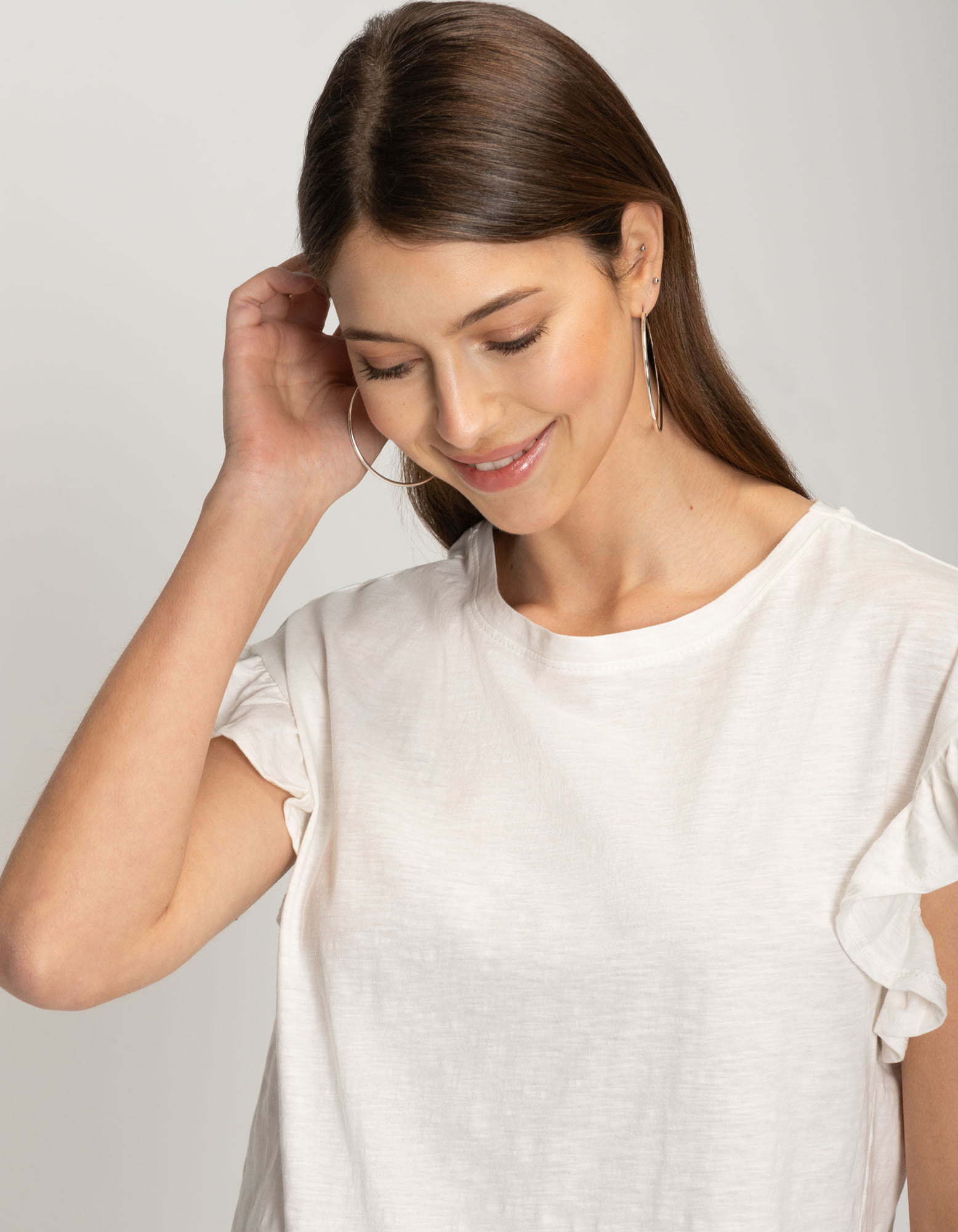 T-shirt - Manches &agrave; volants - blanc