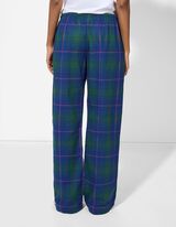 Pyžamov&eacute; nohavice - K&aacute;rovan&yacute; vzor - tmavozelena