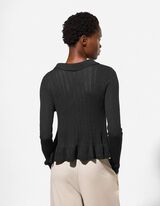 Cardigan - Pointelle - schwarz