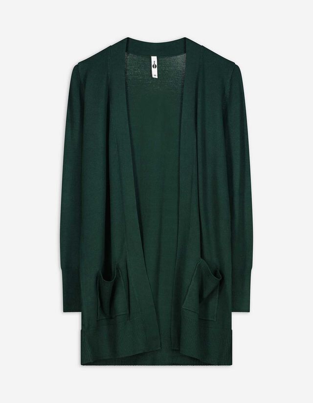 Longcardigan - Aufgesetze Taschen - grün