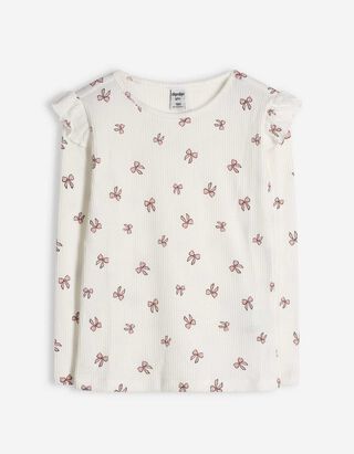 Langarmshirt - Allover-Print - weiß