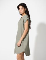 Abito blusato - Mussola - verde