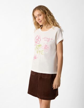 T-Shirt - Stickerei - Off-White