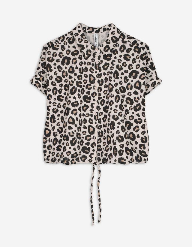Bluse - Leopardenmuster - beige