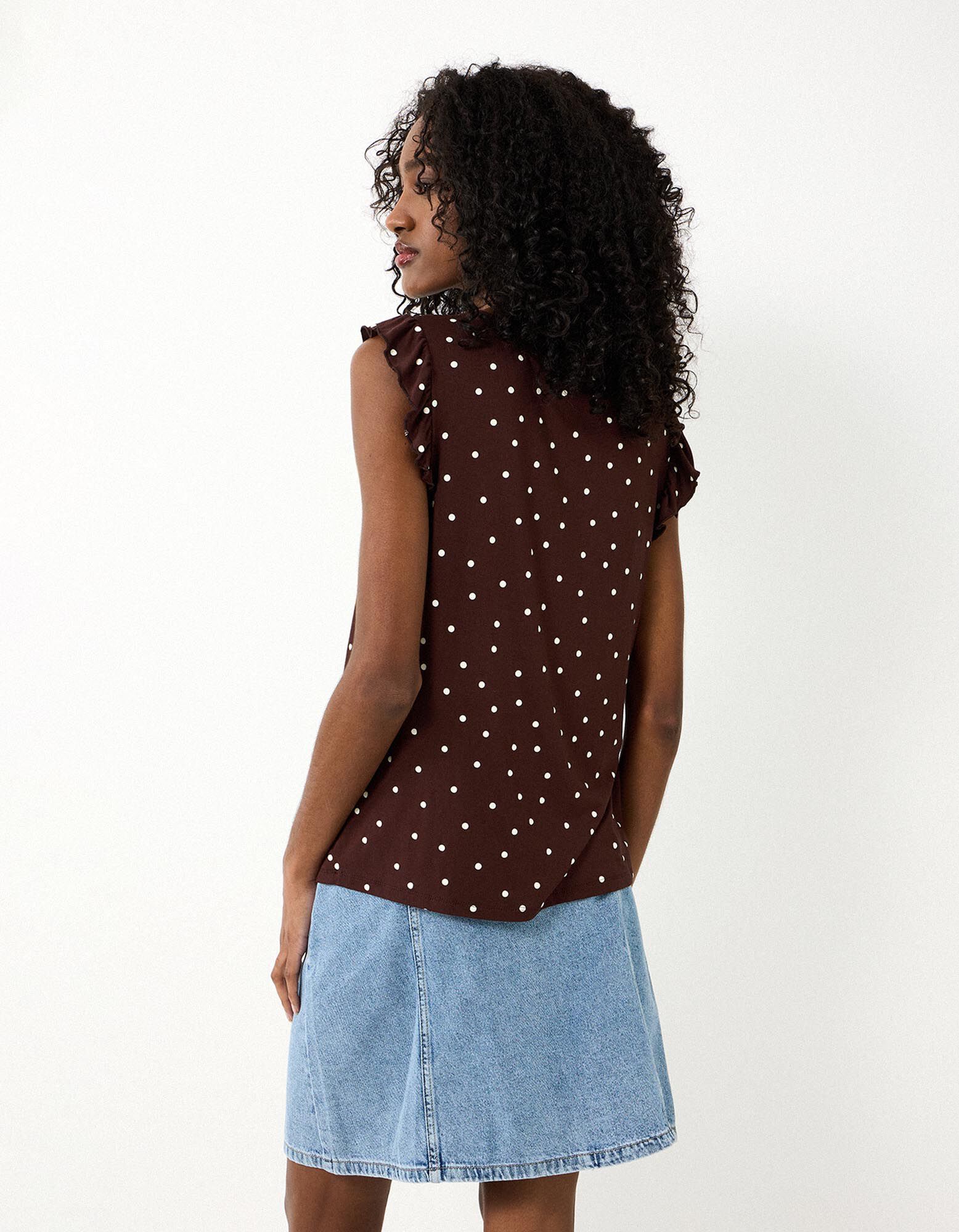 Top - Polka Dots - Dunkelbraun