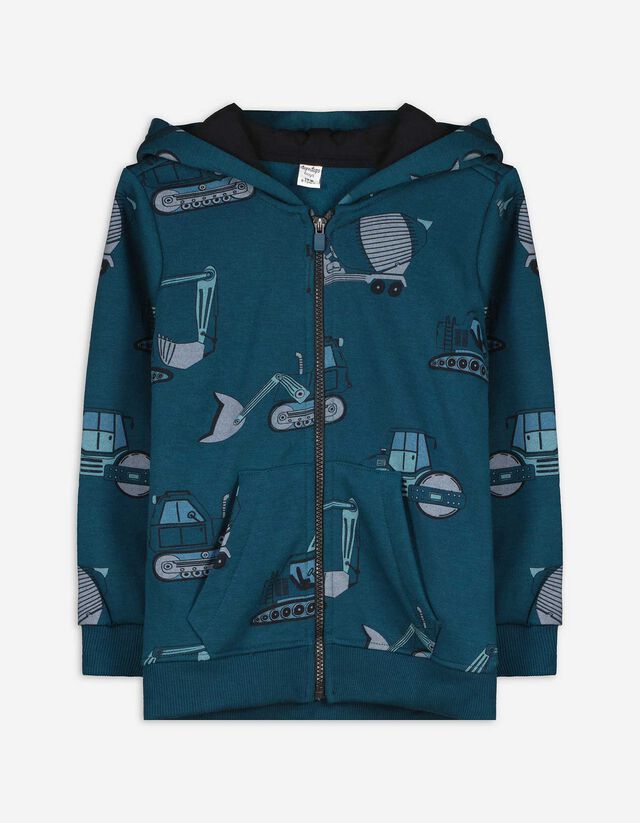 Sweatjacke - Allover-Print - dunkelblau