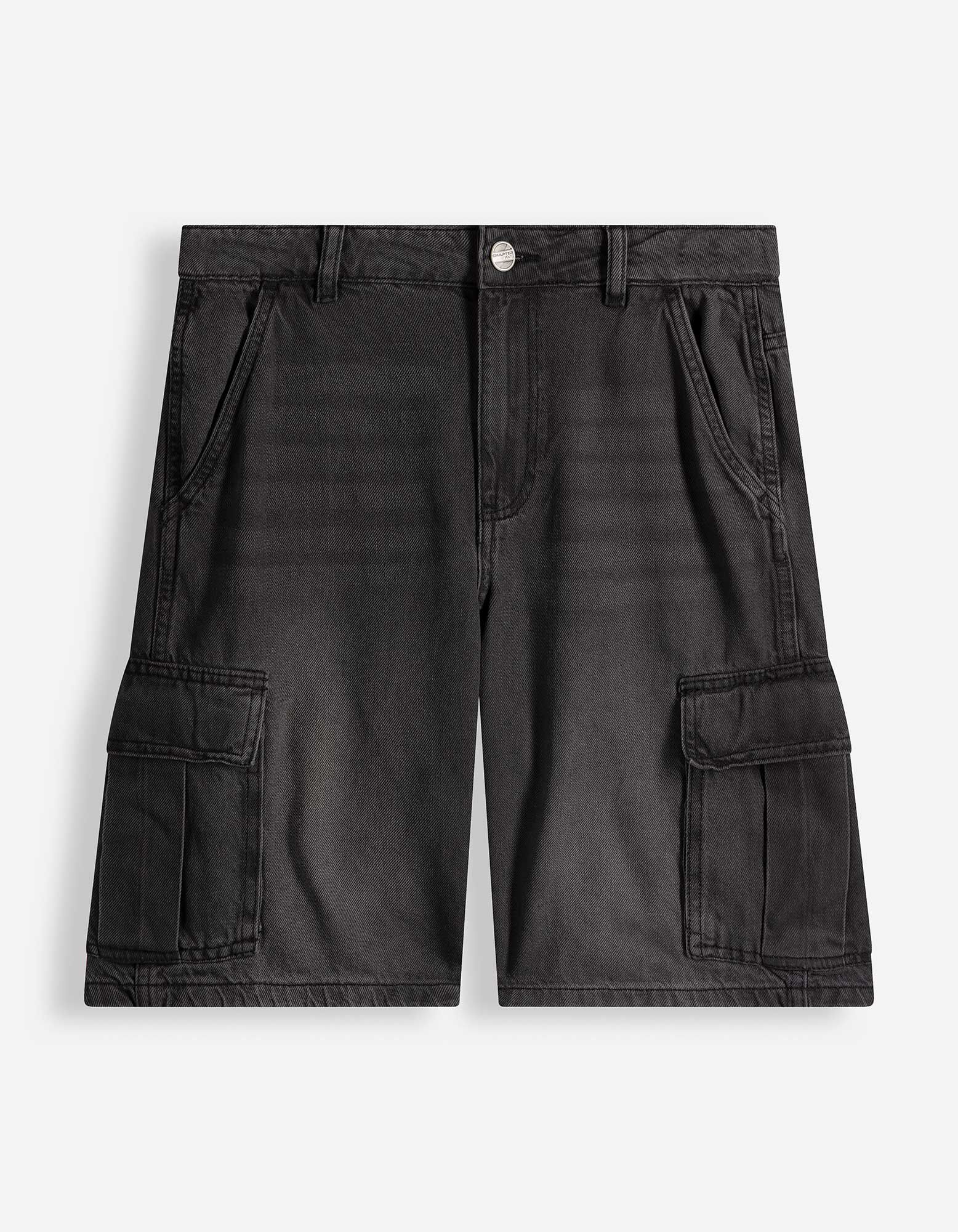 Cargoshorts - black denim - schwarz