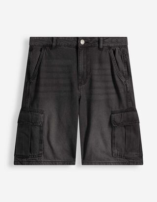 Cargoshorts - black denim - schwarz