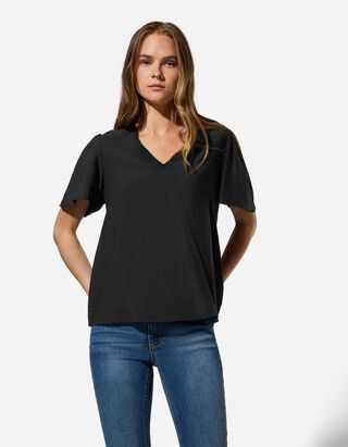 Blusenshirt - einfarbig - schwarz