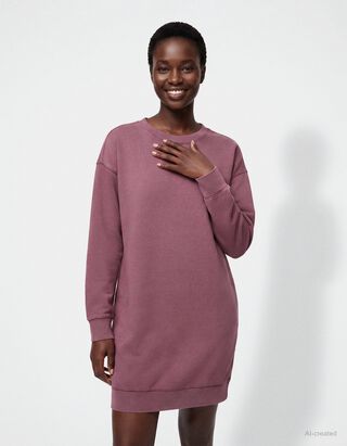 Midikleid - Sweat - Dunkelrot