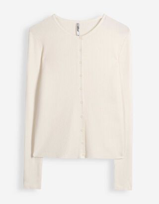 Cardigan - Rippenstruktur - Beige
