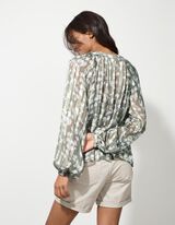 Blouse - Motief all-over - donkergroen