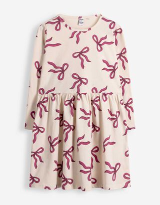 Kleid - Allover-Print - Beige