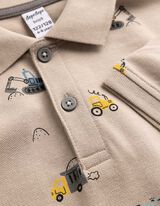 Poloshirt - Allover-Print - beige