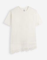 T-Shirt - Spitzenbesatz - Off-White