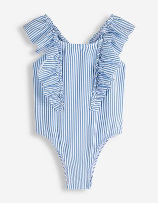 Badeanzug - Seersucker - hellblau