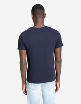 T-shirt - dekolt serafino - ciemny niebieski