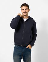 Veste molletonn&eacute;e - Coupe oversize - bleu fonc&eacute;