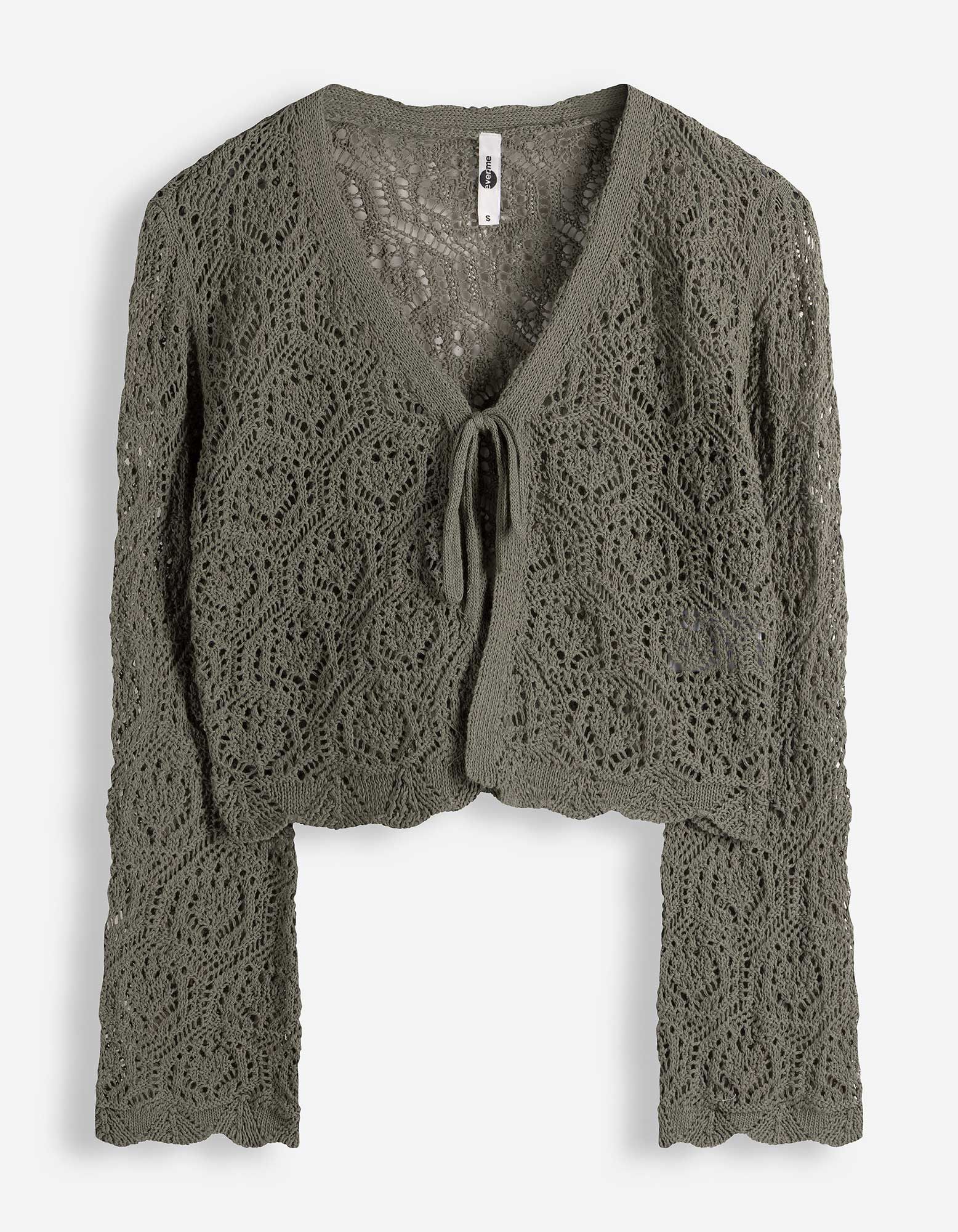 Strickjacke - Schn&uuml;rung - dunkelgr&uuml;n