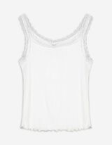 Top - Inserto in pizzo - bianco